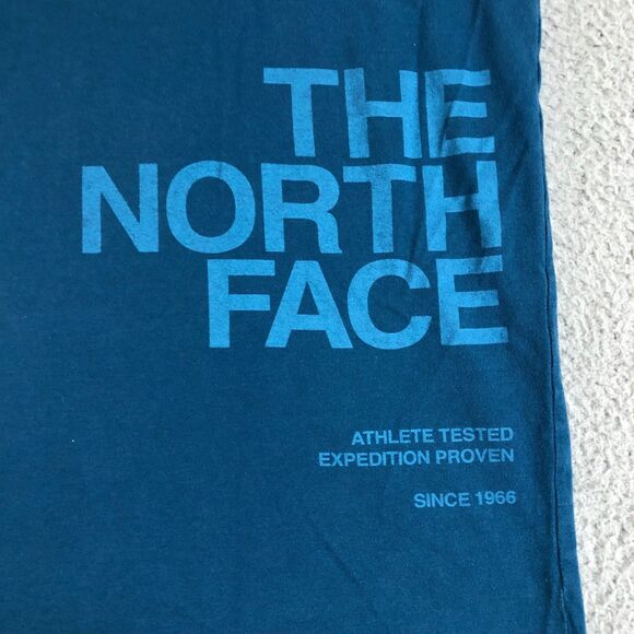 The North Face T-Shirt Mens XXL Teal Blue Preppy Big Logo Athletic Crew Neck Tee - Picture 5 of 7